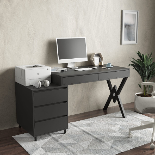 Офисный столик в стиле Лофт с ящиками Антрацит