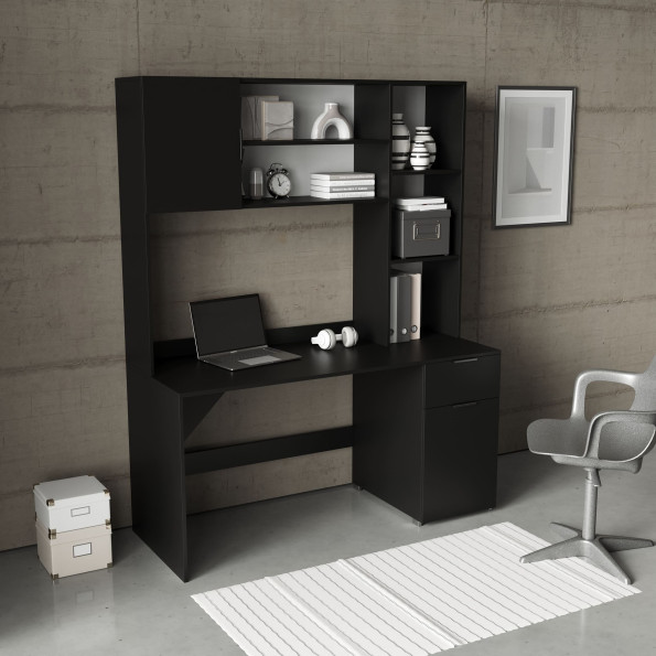 Офисный, письменный стол с надстройкой Черный