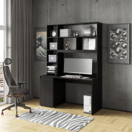 Письменный офисный столик с тумбой и надстройкой Черный