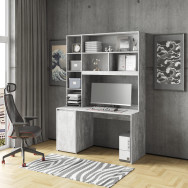 Письменный офисный столик с тумбой и надстройкой Бетон