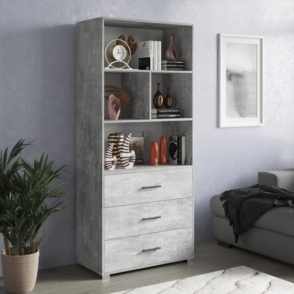 Стелаж з шухлядами та полицями Бетон