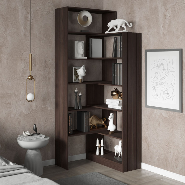 Кутовий стелаж на 10 полиць Венге