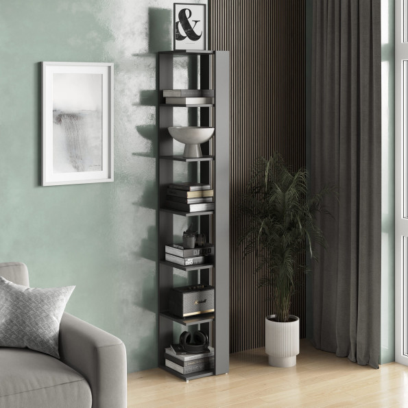 Книжная полка для дома на 6 ячеек Антрацит