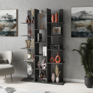 Современный книжный стеллаж для дома и офиса на 15 ячеек Антрацит