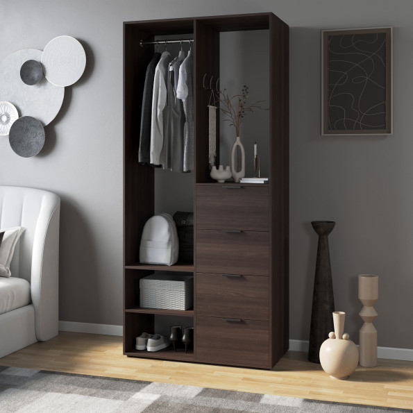 Современная прихожая для одежды и обуви с ящиками для одежды и обуви Венге