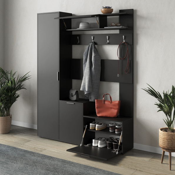 Передпокій з пеналом та тумбою під взуття Чорний