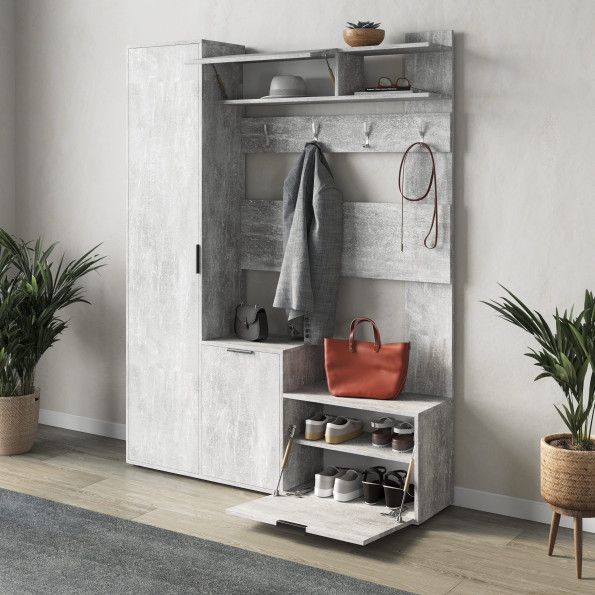 Передпокій з пеналом та тумбою під взуття Бетон