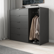 Комод на 5 ящиков и штангой Антрацит