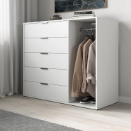 Комод на 5 ящиков и штангой Белый
