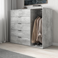 Комод на 5 ящиков и штангой Бетон