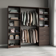 Гардеробный шкаф с ящиками, полками и штангами Венге, 202х216.8х50 см Гардеробный шкаф с ящиками, полками и штангами Венге, 202х216.8х50 см