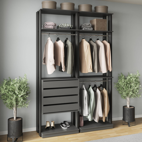Шафа гардеробна в стилі Лофт з шухлядами Антрацит