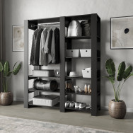 Гардеробный шкаф открытого типа с полками и штангой Черный Гардеробный шкаф открытого типа с полками и штангой Черный