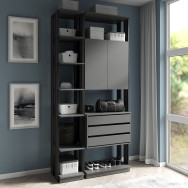 Гардеробный шкаф в стиле Лофт с полками и ящиками Антрацит