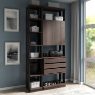 Гардеробный шкаф в стиле Лофт с полками и ящиками Венге