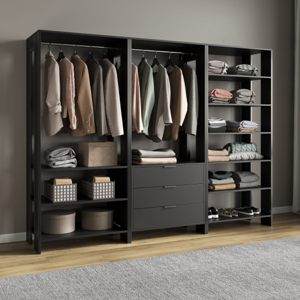 Комплект шкафов для гардероба в стиле лофт Черный