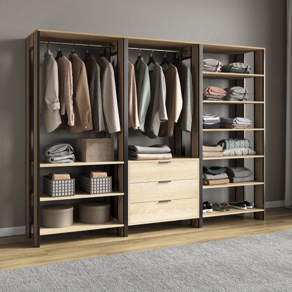 Комплект шаф для гардеробу в стилі лофт Дуб Сонома