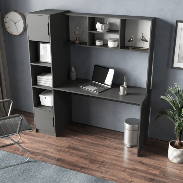 Письменный стол с пеналом и надстройкой Антрацит