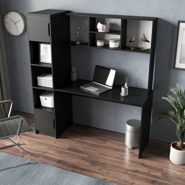 Письменный стол с пеналом и надстройкой Черный