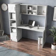 Письменный стол с пеналом и надстройкой Бетон