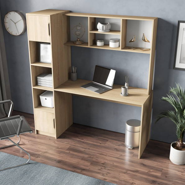 Письменный стол с пеналом и надстройкой Дуб Сонома