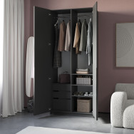 Современный шкаф со штангами и встроенной тумбой Антрацит, 234.5х100х50 см