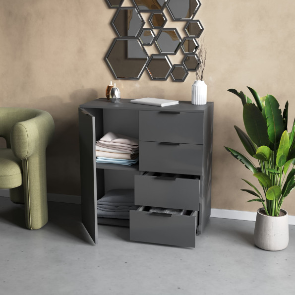 Современный комод с ящиками и дверцами Антрацит