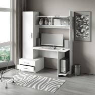 Компьютерный стол с пеналом и надстройкой Белый