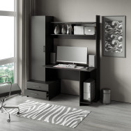 Компьютерный стол с пеналом и надстройкой Черный