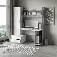 Компьютерный стол с пеналом и надстройкой Бетон