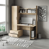 Компьютерный стол с пеналом и надстройкой Дуб Сонома