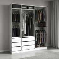 Гардеробный шкаф без дверей с ящиками Белый