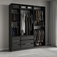 Гардеробный шкаф без дверей с ящиками Черный Гардеробный шкаф без дверей с ящиками Черный