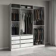 Гардеробный шкаф без дверей с ящиками Бетон