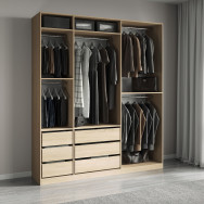 Гардеробный шкаф без дверей с ящиками Дуб Сонома