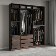 Гардеробный шкаф без дверей с ящиками Венге