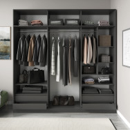 Гардеробный шкаф с ящиками, полками и штангами Антрацит Гардеробный шкаф с ящиками, полками и штангами Антрацит