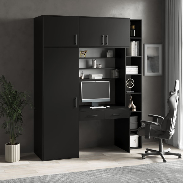 Письменный стол со стеллажом и пеналом Черный