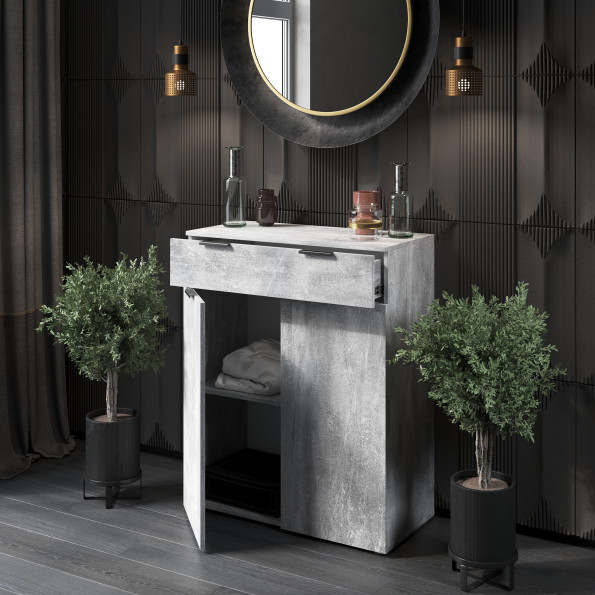 Комод с дверцами и ящиком Бетон