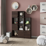 Книжный шкаф на 11 ячеек с дверцами на 11 полок Венге