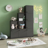 Книжный шкаф на 9 ячеек с дверцами Антрацит