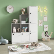 Книжный шкаф на 9 ячеек с дверцами Белый