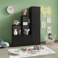 Книжный шкаф на 9 ячеек с дверцами Черный