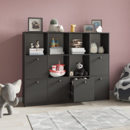 Книжный шкаф на 6 ячеек и 6 ящиков Антрацит