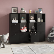 Книжный шкаф на 6 ячеек и 6 ящиков Черный