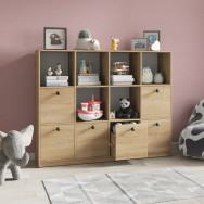 Книжный шкаф на 6 ячеек и 6 ящиков Дуб Сонома