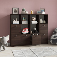 Книжный шкаф на 6 ячеек и 6 ящиков Венге