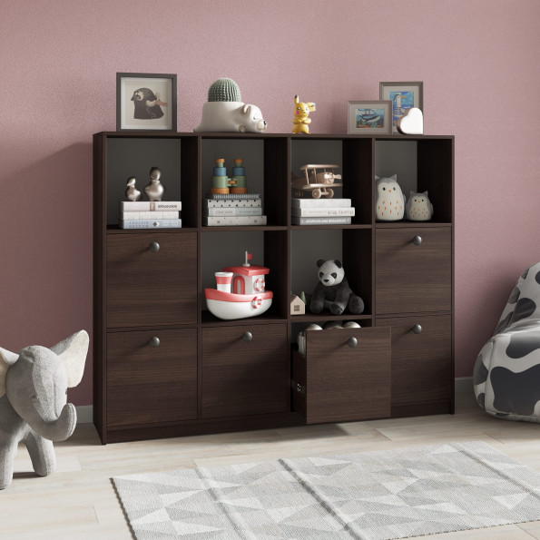 Книжный шкаф на 6 ячеек и 6 ящиков Венге