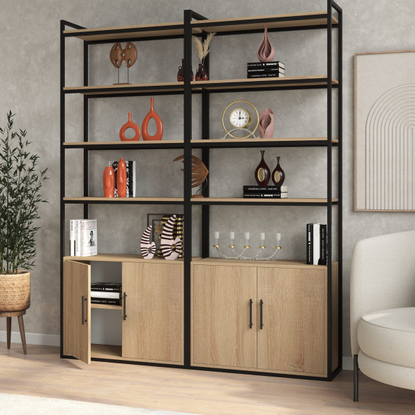 Стеллаж для дома и офиса в стиле Лофт Дуб Сонома