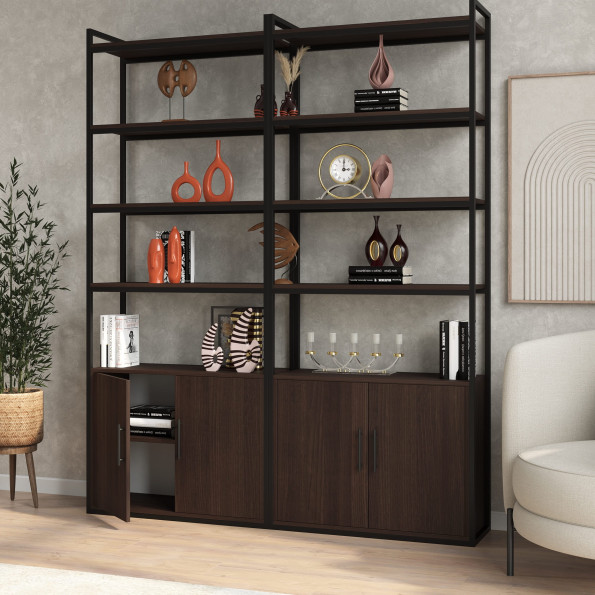 Стеллаж для дома и офиса в стиле Лофт Венге